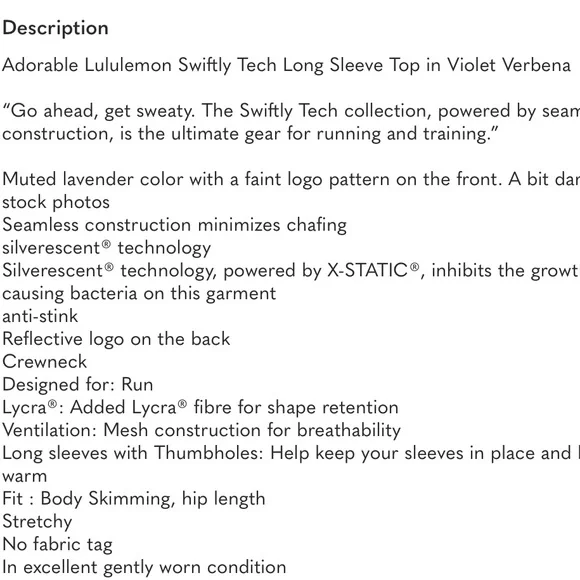 LULULEMON SWIFTLY TECH 2.0 - SIZE 4 EUC - Picture 4 of 4